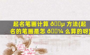 起名笔画计算 🌵 方法(起名的笔画是怎 🌼 么算的呀)